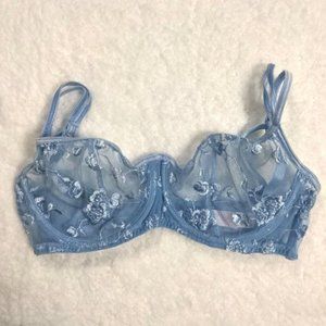 Victorias Secret Demi Bra Sheer Blue Lace Unlined